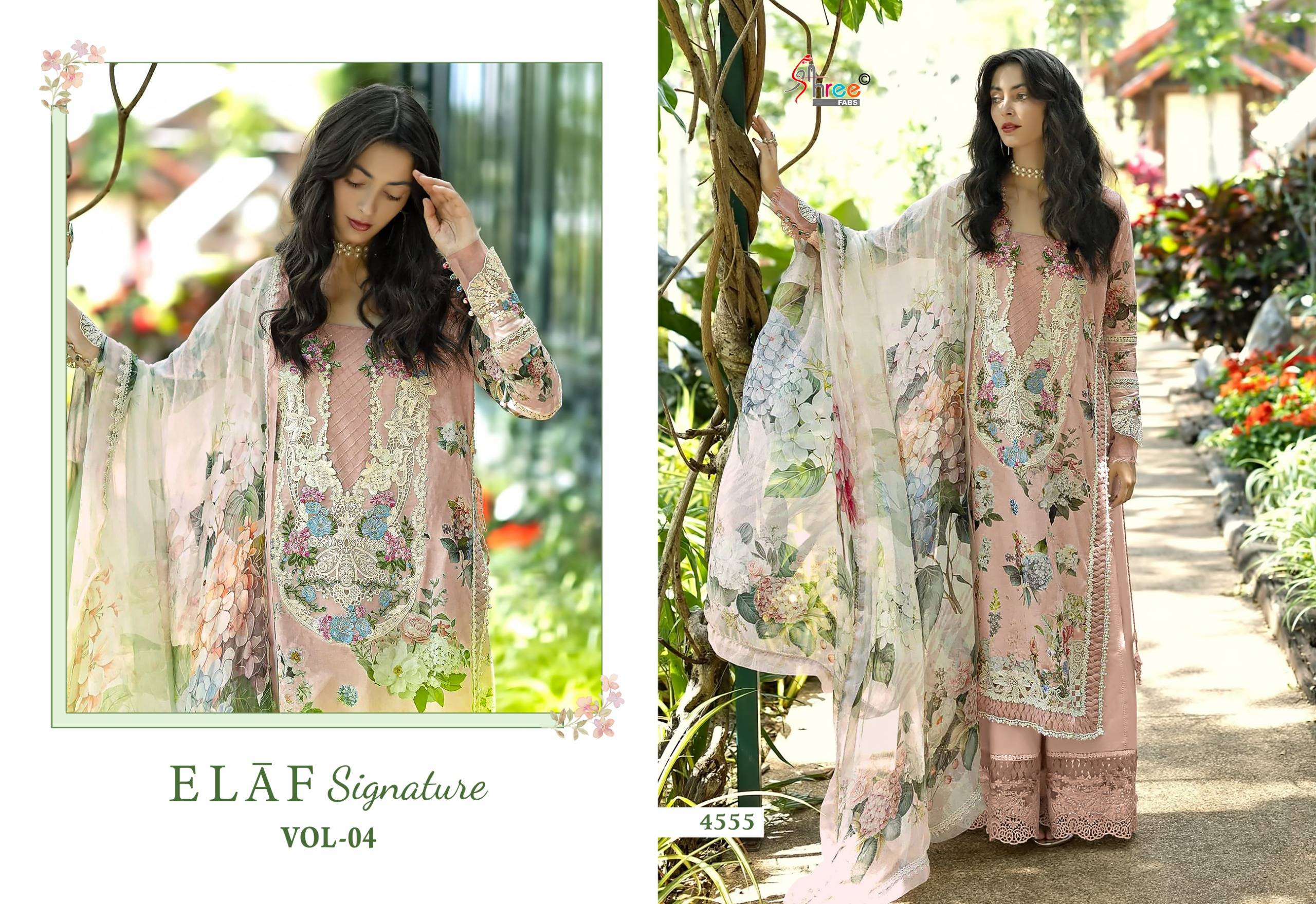 SIGNATURE VOL 4 BY ELAF 4551 To 4558 Series Beautiful Festive Suits Stylish Fancy Colorful Ethnic Wear PURE COTTON Print Dresses At Wholesale Price
